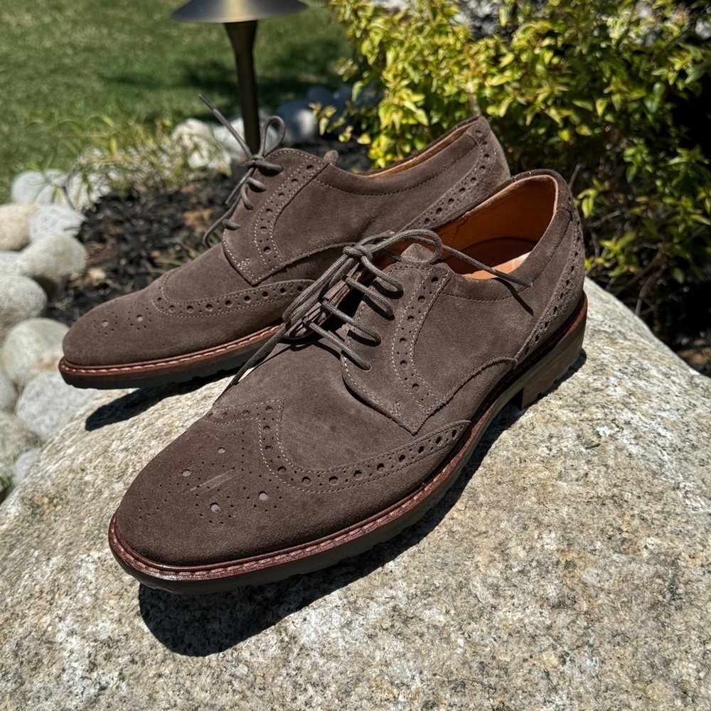 ECCO Vitrus Men's Wingtip Oxford Shoes Brown Suede Sz 9 Business Casual Office - Picture 3 of 9